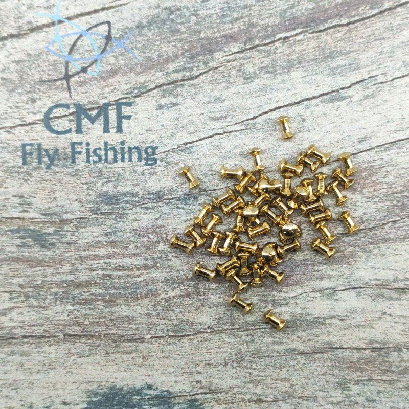 CMF Brass Dumbell Eyes Gold, CMF Fly Tying, Brass Dumbells, Fly Tying Materials