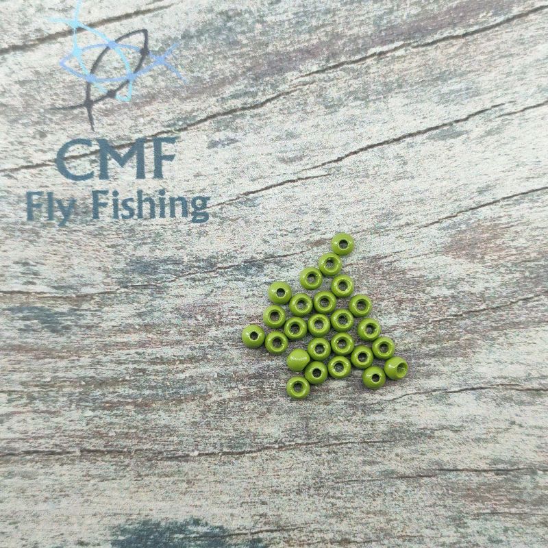 CMF Painted Brass Beads Olive, CMF Fly Tying, Painted Brass Beads, Fly Tying Materials