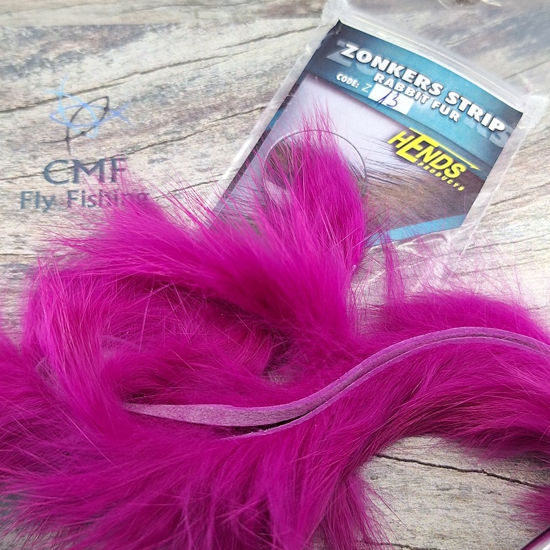 Hends Zonker Strip Rabbit 4mm - Hot Pink Fluoro