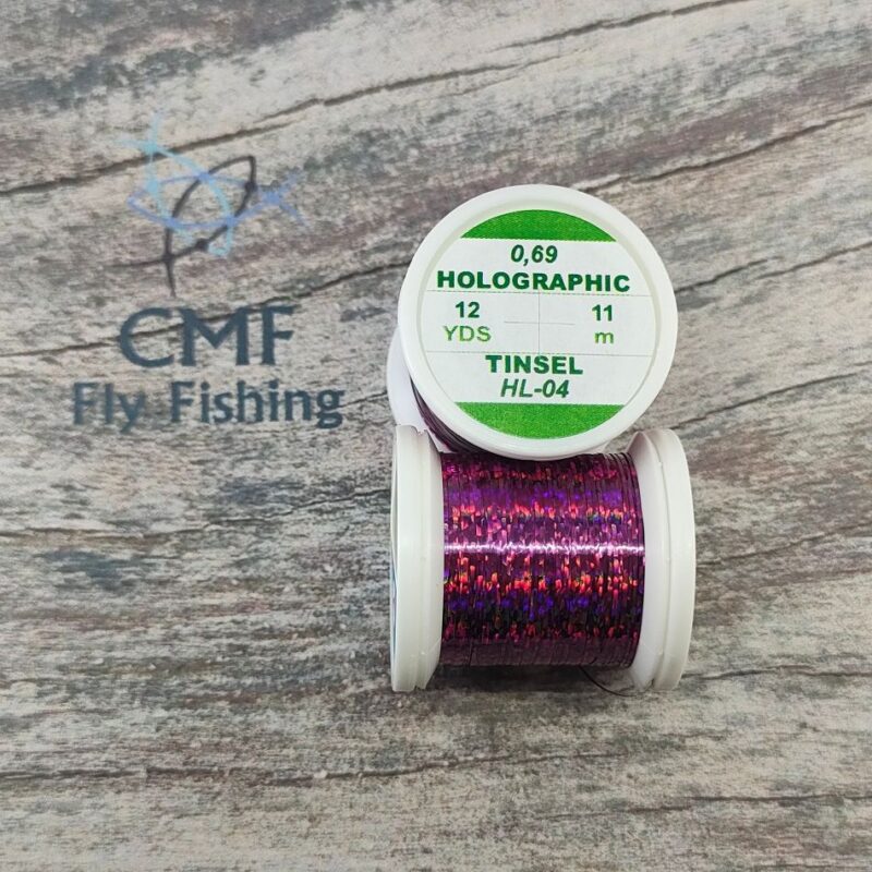 Hends Holographic Tinsel Pink Violet, Hends Products, CMF Fly Tying, CMF Fly Fishing, Fly Tying