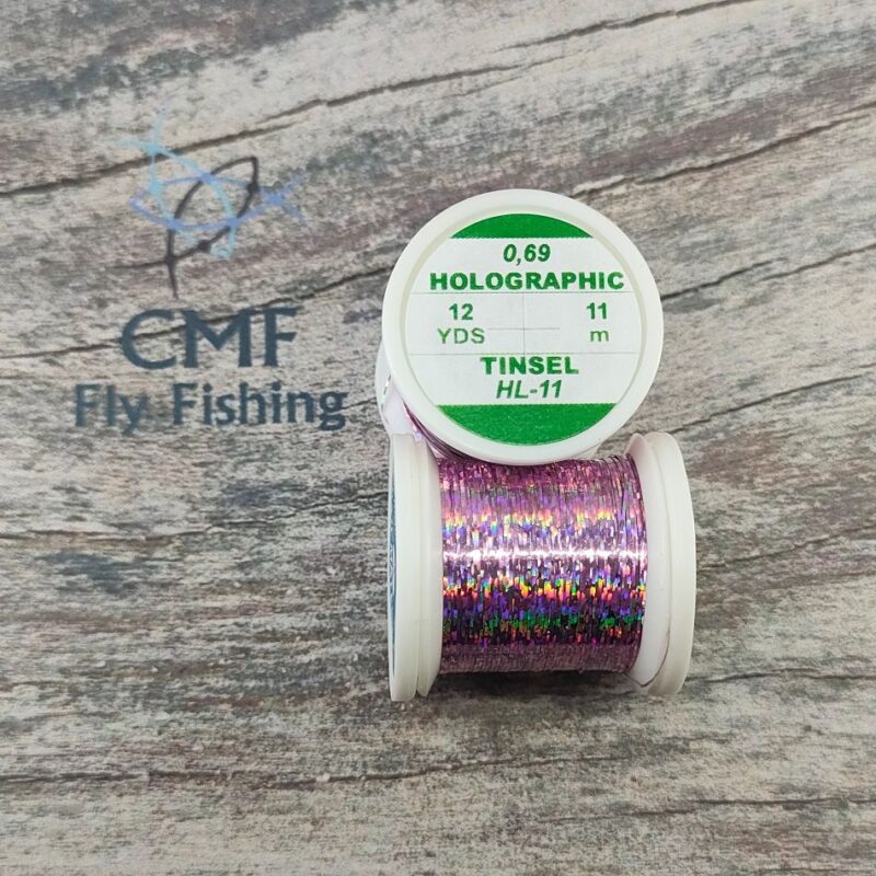 Hends Holographic Tinsel Pink Light, Hends Products, CMF Fly Tying, CMF Fly Fishing, Fly Tying